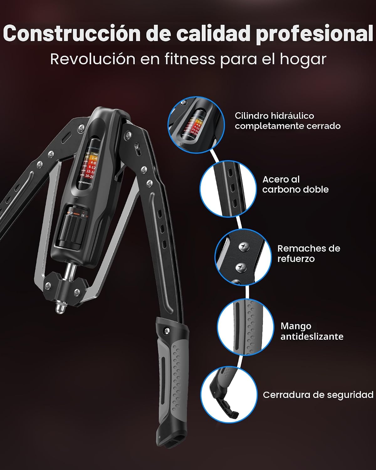 Merach Twister Entrenador de Antebrazos, 22-440 lb Potenciador Hidráulico de Fuerza | Expansor de Pecho Ajustable para Casa, Equipo de Fitness para Entrenamiento de Músculos del Hombro, Fortalecedor de Brazos para Ejercicio