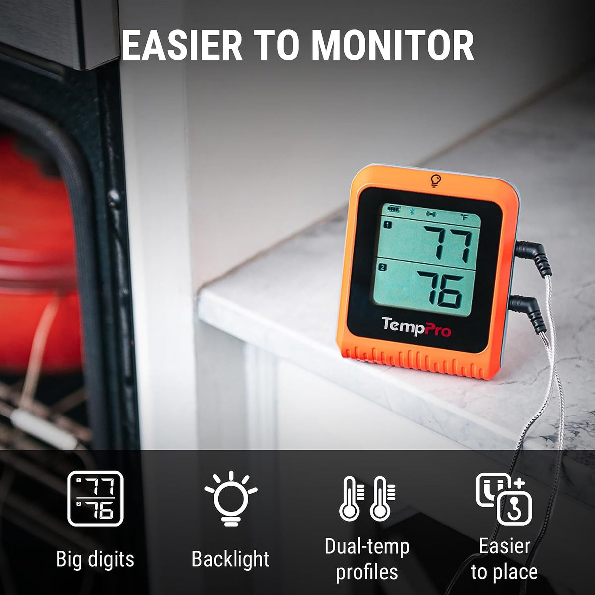 TempPro TempSync - Termómetro Bluetooth para carne de 650 pies con 2 sondas