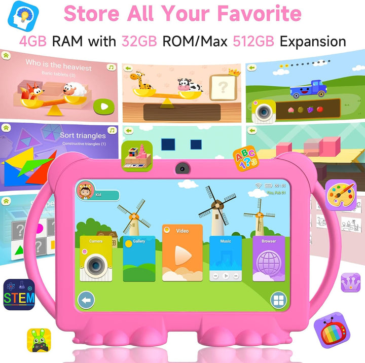 RUIQIAI Tablet 2025 para niños, tablet Android 12 para niños de 7 p...