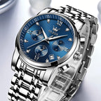 OLEVS Relojes de Oro para Hombres Reloj de Pulsera de Lujo a Prueba de Agua Gran Cara Elegante Acero Inoxidable Analógico Cuarzo Fecha Cronógrafo Luminoso Lectura Fácil Relojes de Negocios Regalos para Hombres Graduación