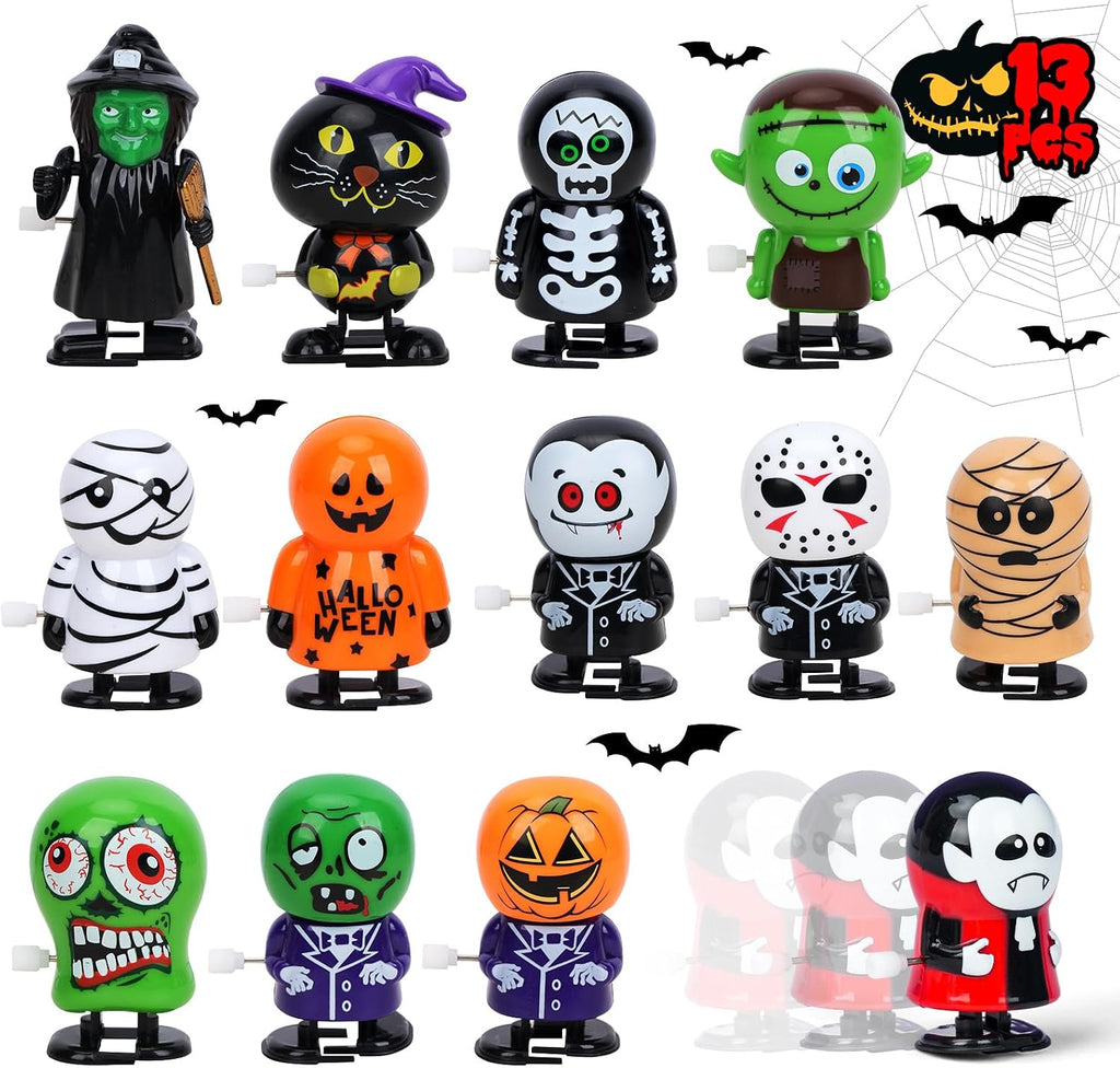 TOY Life 13 piezas de juguetes de cuerda de Halloween, regalos de fiesta de Halloween para niños pequeños, juguetes a granel de Halloween para bolsas de golosinas, rellenos de bolsas de golosinas de