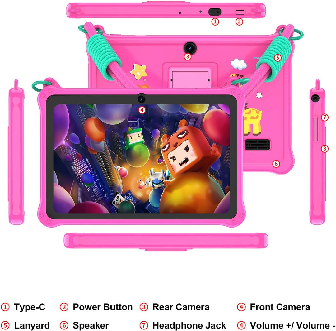 PRITOM Lanyard - Tablet infantil de 7 pulgadas, 32 GB Android 13 co...