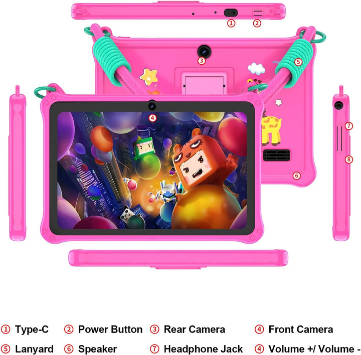 PRITOM Lanyard - Tablet infantil de 7 pulgadas, 32 GB Android 13 co...