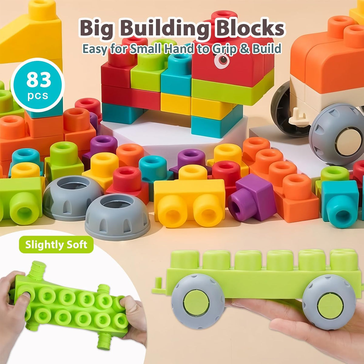 Juego de bloques de construcción suaves STEM de 83 piezas para niños