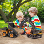 Camión de volcado a control remoto RC, vehículo de construcción, juguetes de camión con batería recargable para niños pequeños, niños y niñas