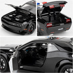 Modelo de coche de policía coleccionable 1:24 Challenger SRT Hellcat juguete, vehículo fundido a troquel con luces y sonidos, juguete de auto modelo de decoración para adultos y niños, regalos de cumpleaños