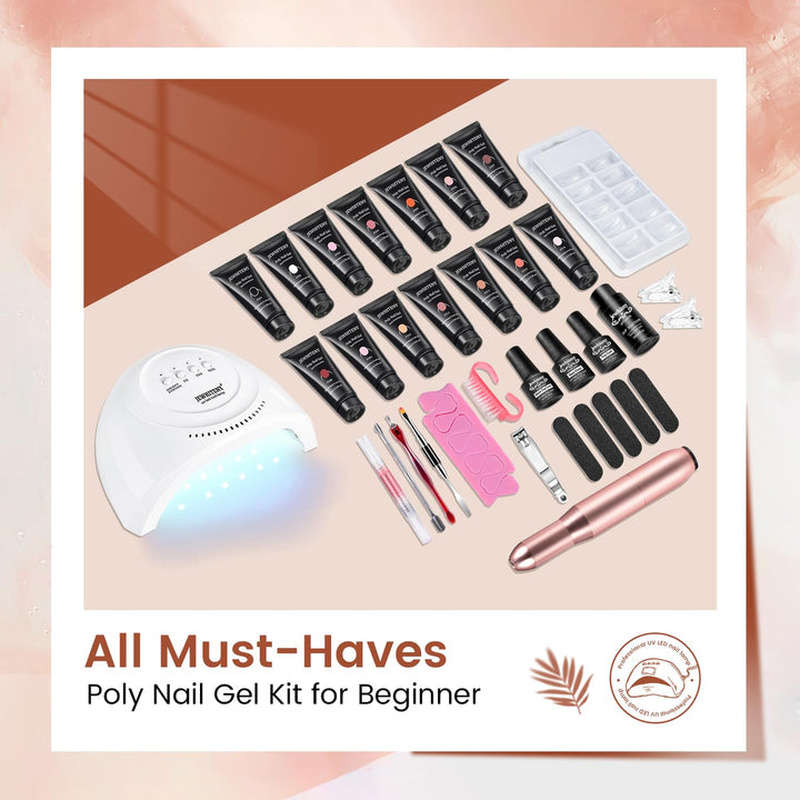 Jewhiteny Kit de extensión de uñas de polygel de 14 piezas con máqu...