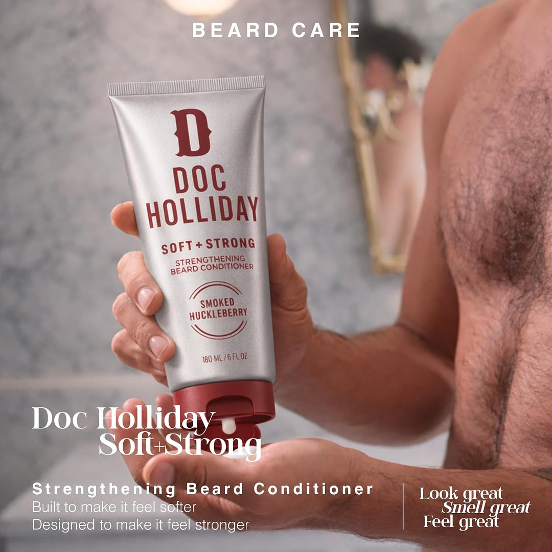 DOC HOLLIDAY Acondicionador fortalecedor suave y fuerte para barba,...