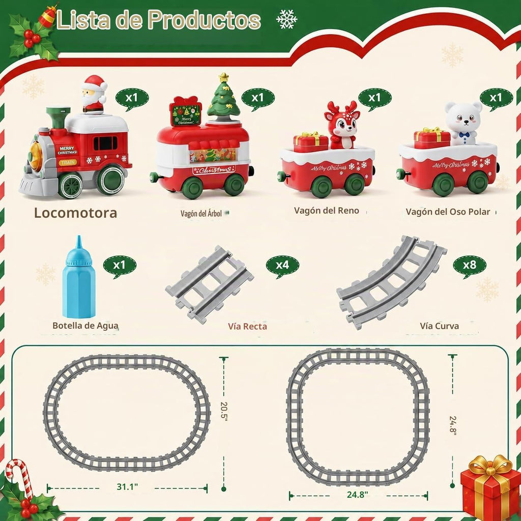 Dimoarch Juego de tren de juguetes navideños para niños y niñas de 1, 2 y 3