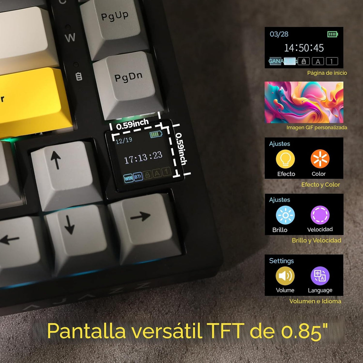 EPOMAKER Ajazz AK820 Pro Teclado mecánico inalámbrico 75% con panta...
