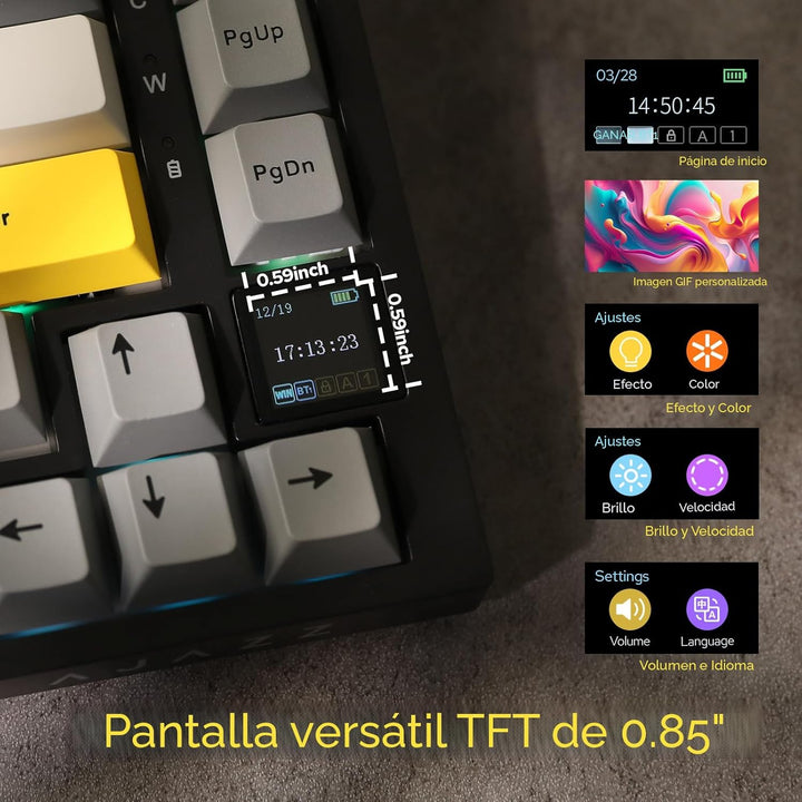 EPOMAKER Ajazz AK820 Pro Teclado mecánico inalámbrico 75% con panta...