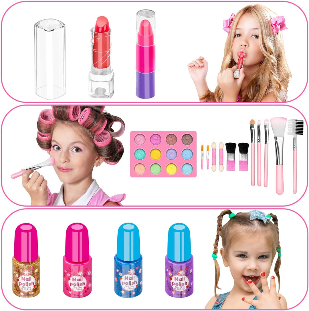 Hollyhi Kit de Maquillaje de 58 Piezas para Niñas, Juguetes de Prin...