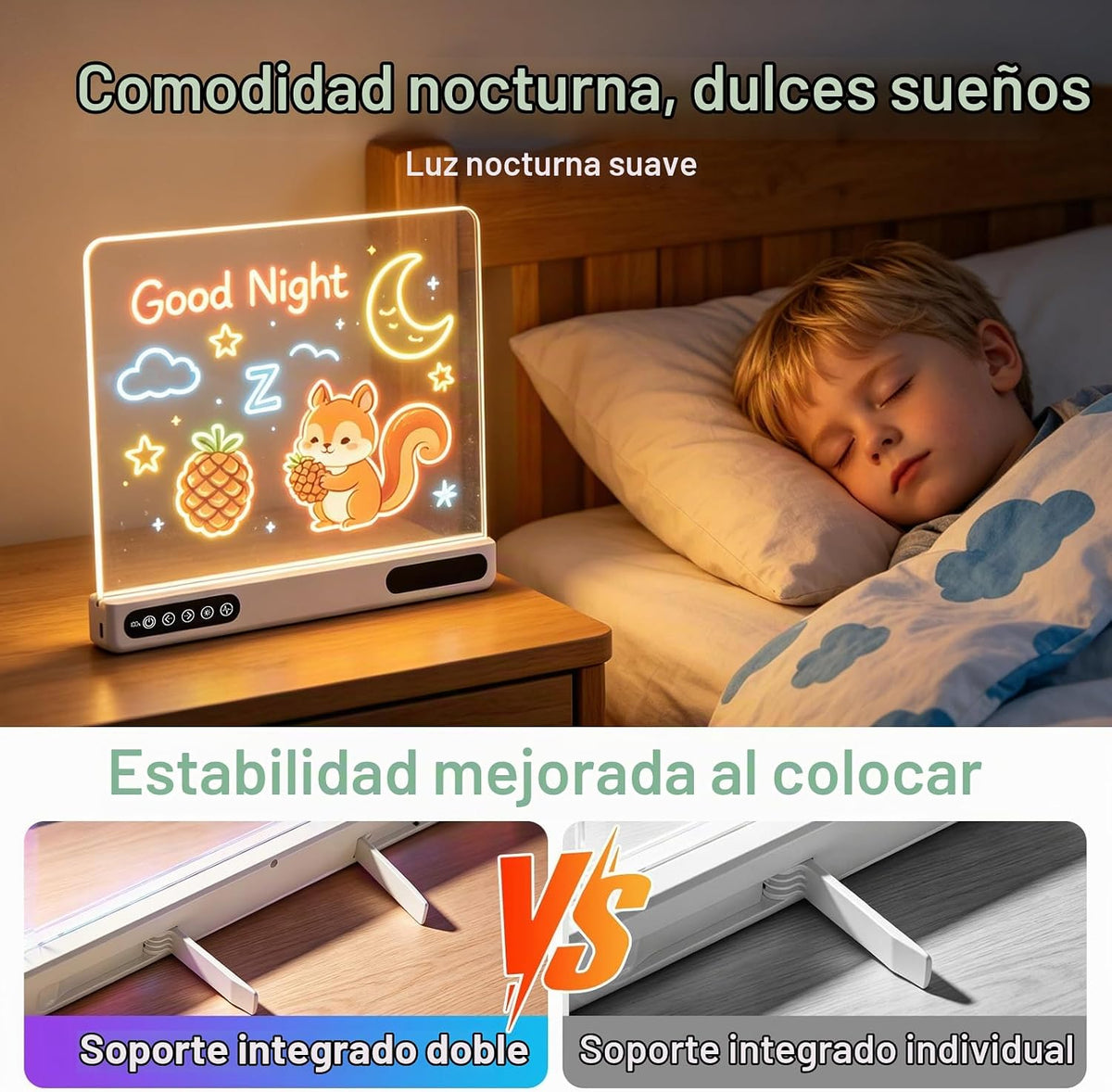 Tablero de dibujo LED recargable para niños: 20 horas de duración de la