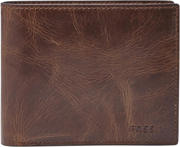 Fossil Men's Derrick Leather RFID-Blocking Bifold with Coin Poc...