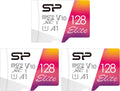 Silicon Power - Paquete de 3 tarjetas de memoria microSDXC Elite, 3x 128 GB, Adaptador incluido