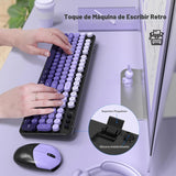 SQMD Combo de teclado y mouse inalámbricos, teclado retro de tamaño...