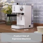 Gevi - Máquina compacta de café expreso de 20 barras con espumador de leche para café con leche y capuchino