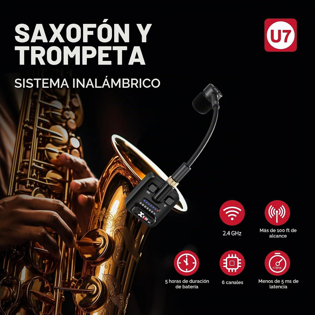 Xvive U7 Sistema Inalámbrico para Saxofón y Trompeta con Transmisor...