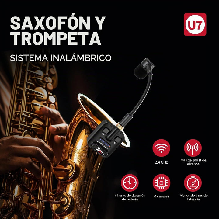 Xvive U7 Sistema Inalámbrico para Saxofón y Trompeta con Transmisor...