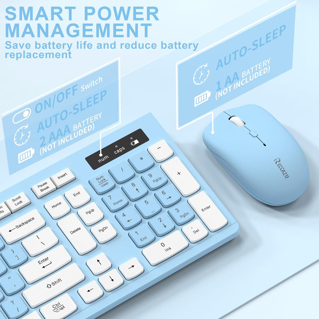 Combo de teclado y mouse inalámbricos, teclado inalámbrico de tamañ...
