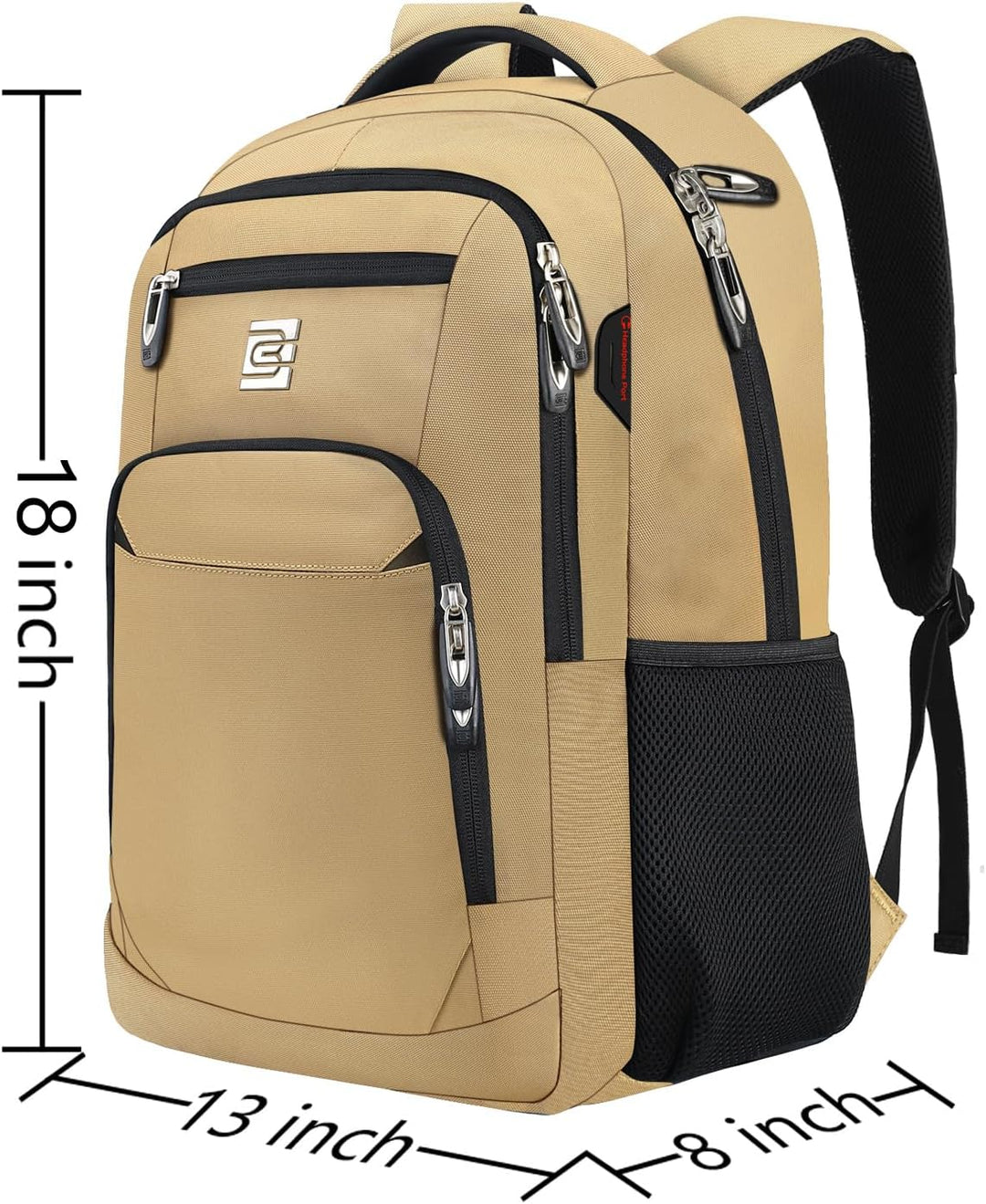 Mochila para Laptop Volher, Caqui, 15,6 pulg., Computadora portátil
