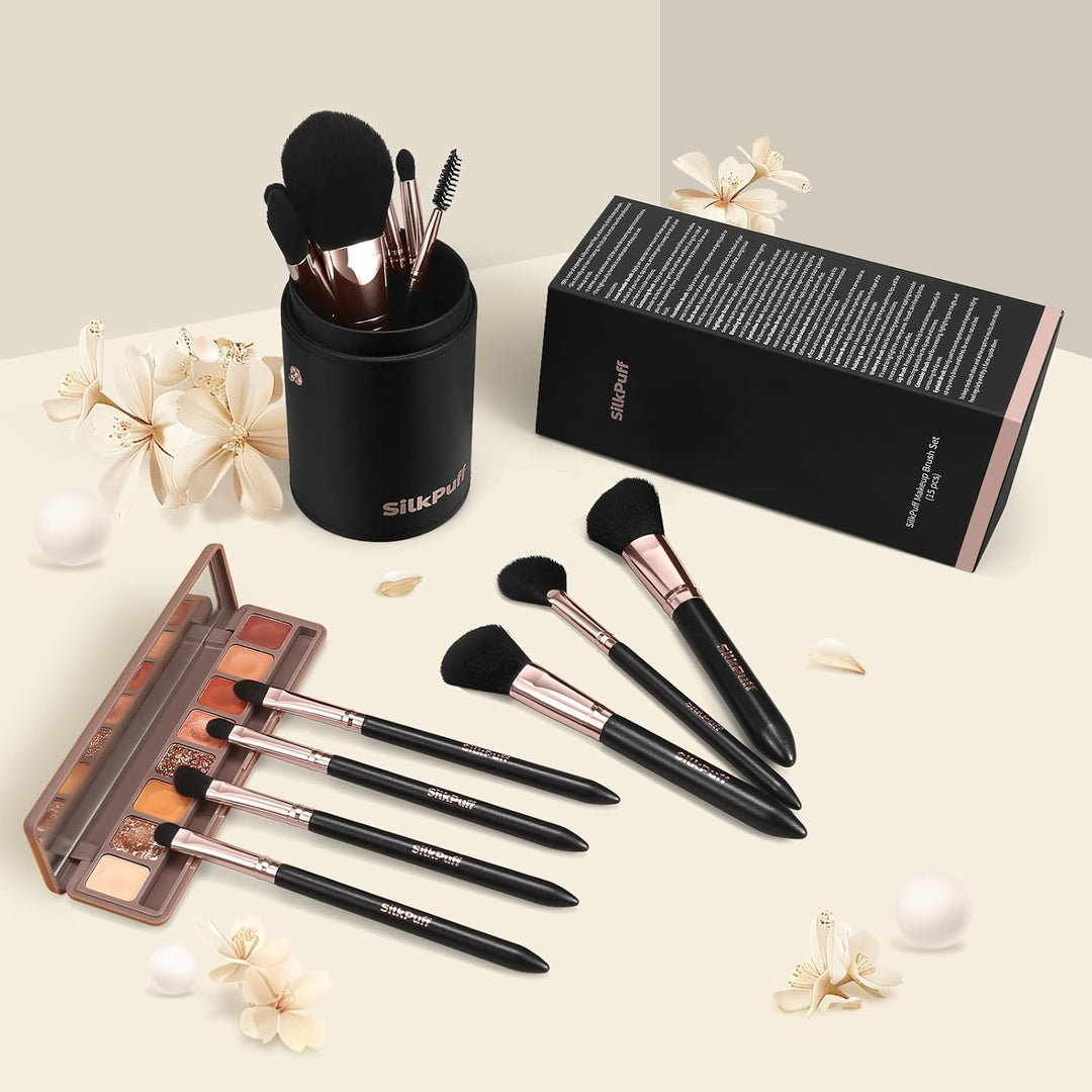 Set de brochas de maquillaje Silkpuff 15 piezas profesionales, broc...