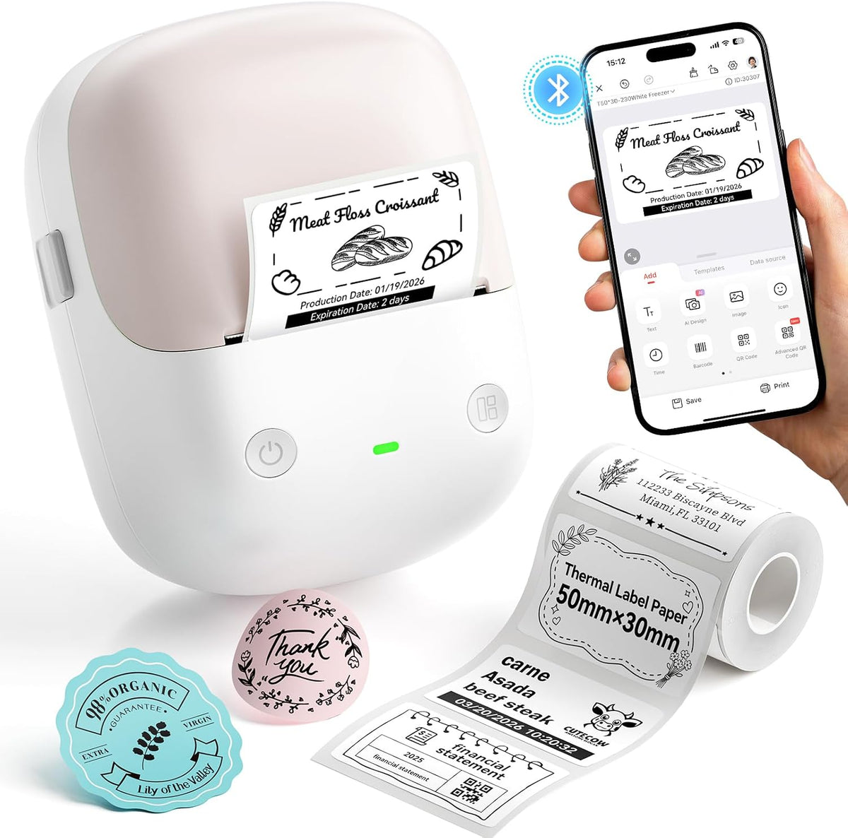 NIIMBOT Máquina etiquetadora B2 con cinta para oficina en casa, rosa