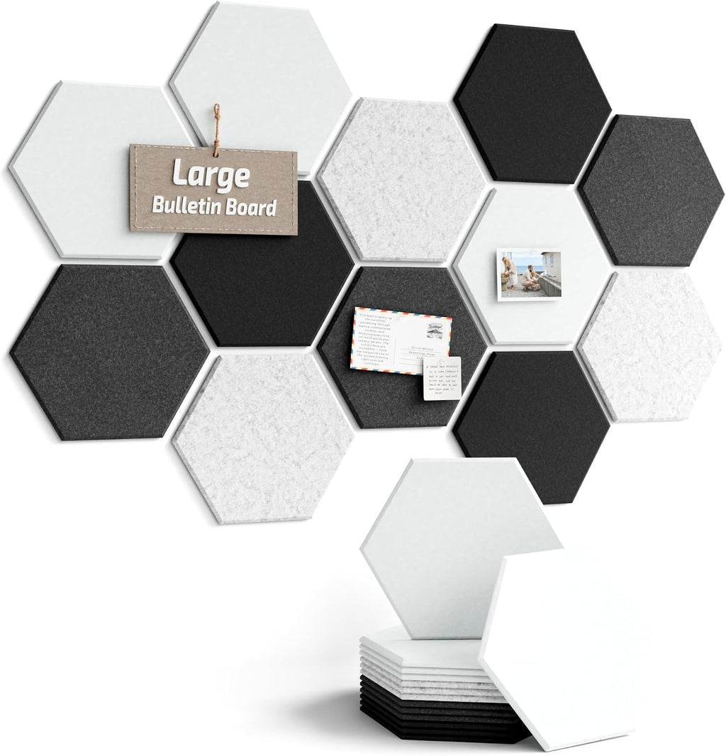 Paquete de 12 azulejos hexagonales de fieltro para tablón de