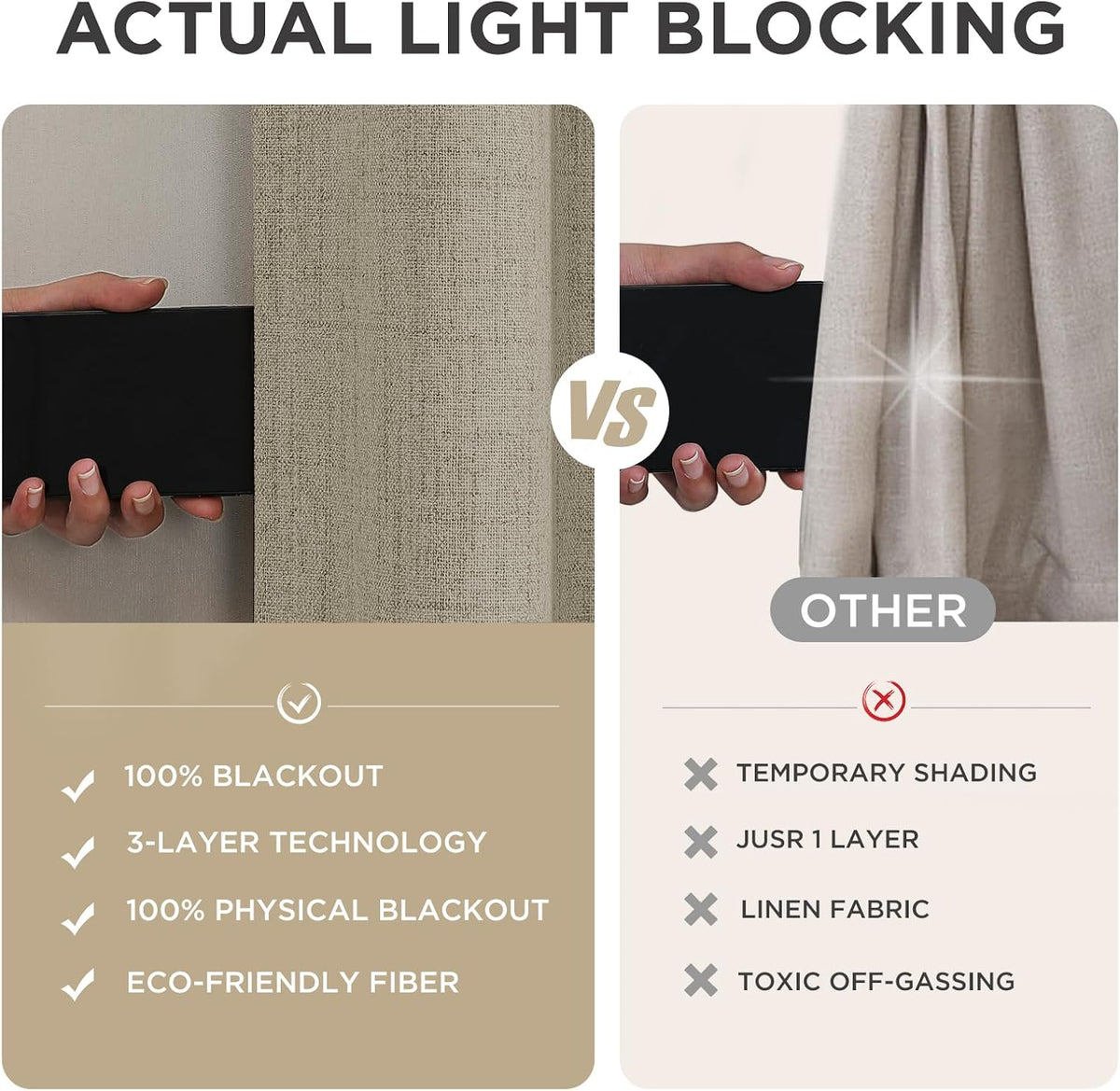 Joydeco Cortinas opacas para dormitorio, juego de 2 paneles de cortinas de lino de 108 pulgadas, cortinas de oscurecimiento de habitación con aislamiento térmico, textura de lino para sala de estar
