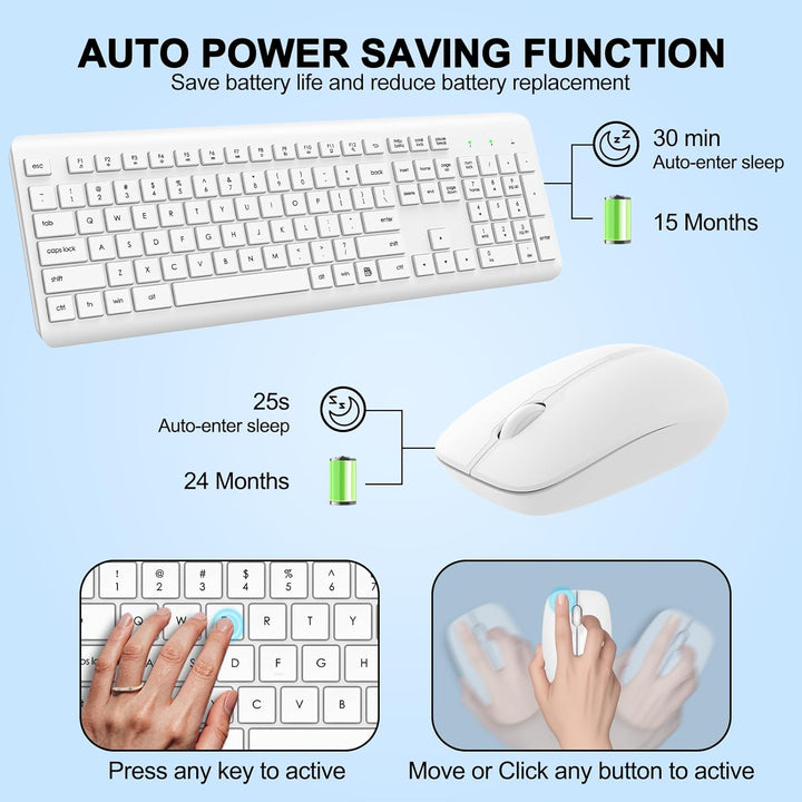 Combo de Teclado y Ratón Inalámbricos, Teclado y Ratón Ergonómicos...