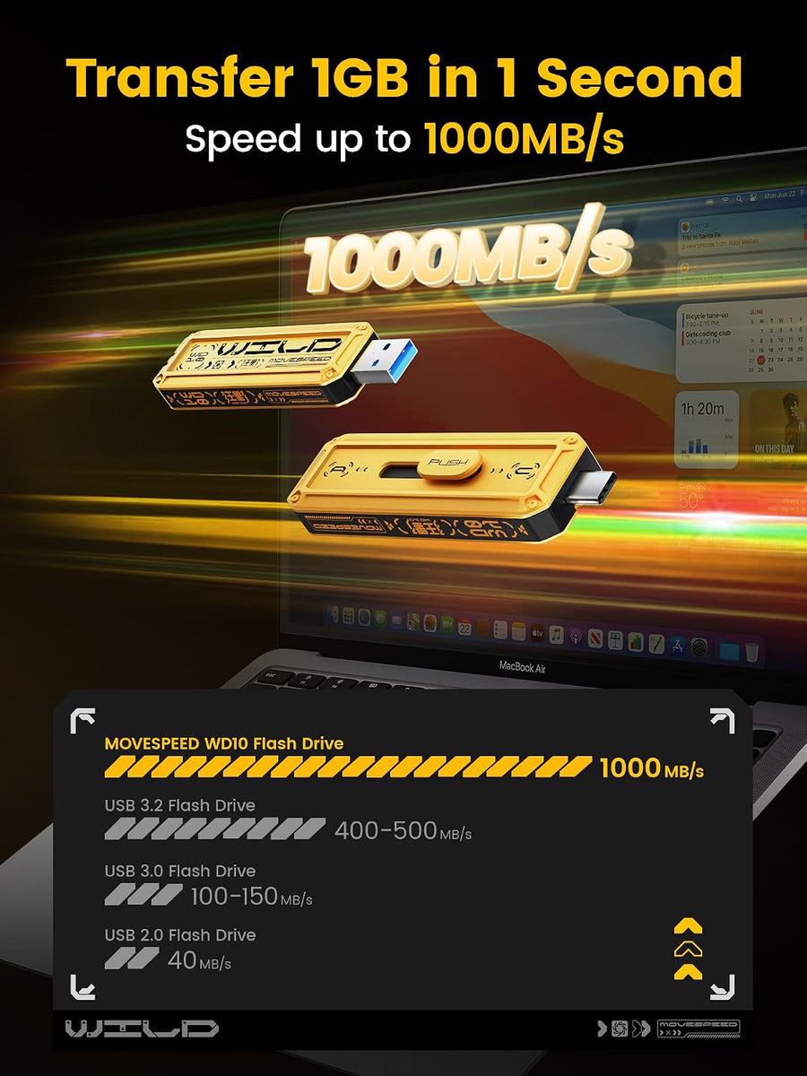 MOVE SPEED 256GB SSD Externo 1000MB\/s Velocidad de Lectura y Escri...