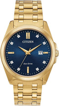 Citizen Reloj clásico Peyton Eco-Drive de 3 manecillas para hombre, fecha, cristal de zafiro, marcadores de diamantes