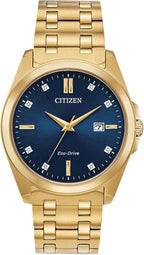 Citizen Reloj clásico Peyton Eco-Drive de 3 manecillas para hombre, fecha, cristal de zafiro, marcadores de diamantes