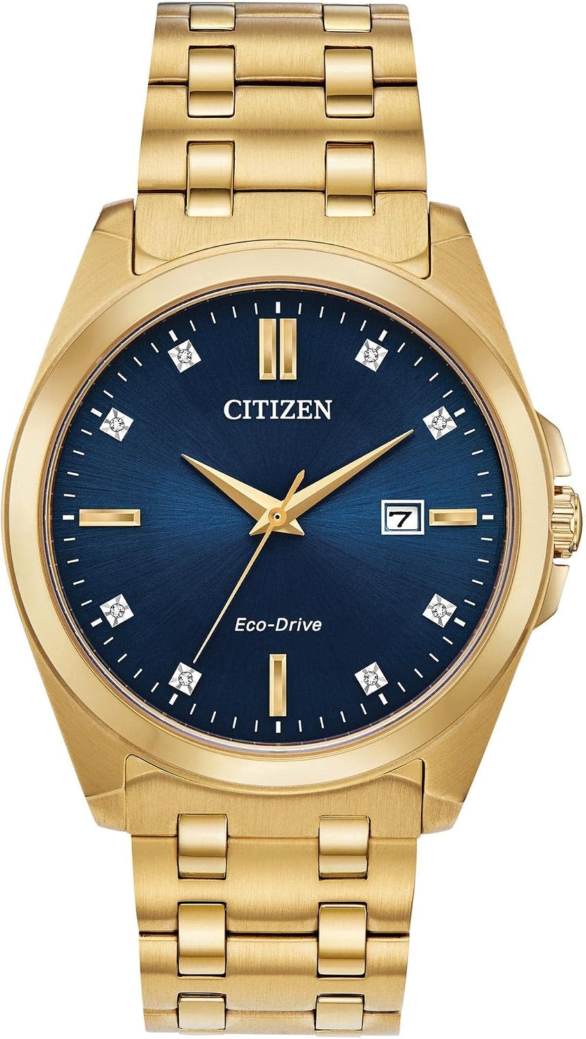 Citizen Reloj clásico Peyton Eco-Drive de 3 manecillas para hombre, fecha, cristal de zafiro, marcadores de diamantes