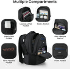 YAMTION - Mochila negra para hombres y mujeres, mochila para laptop, Negro, 15,6 pulgadas