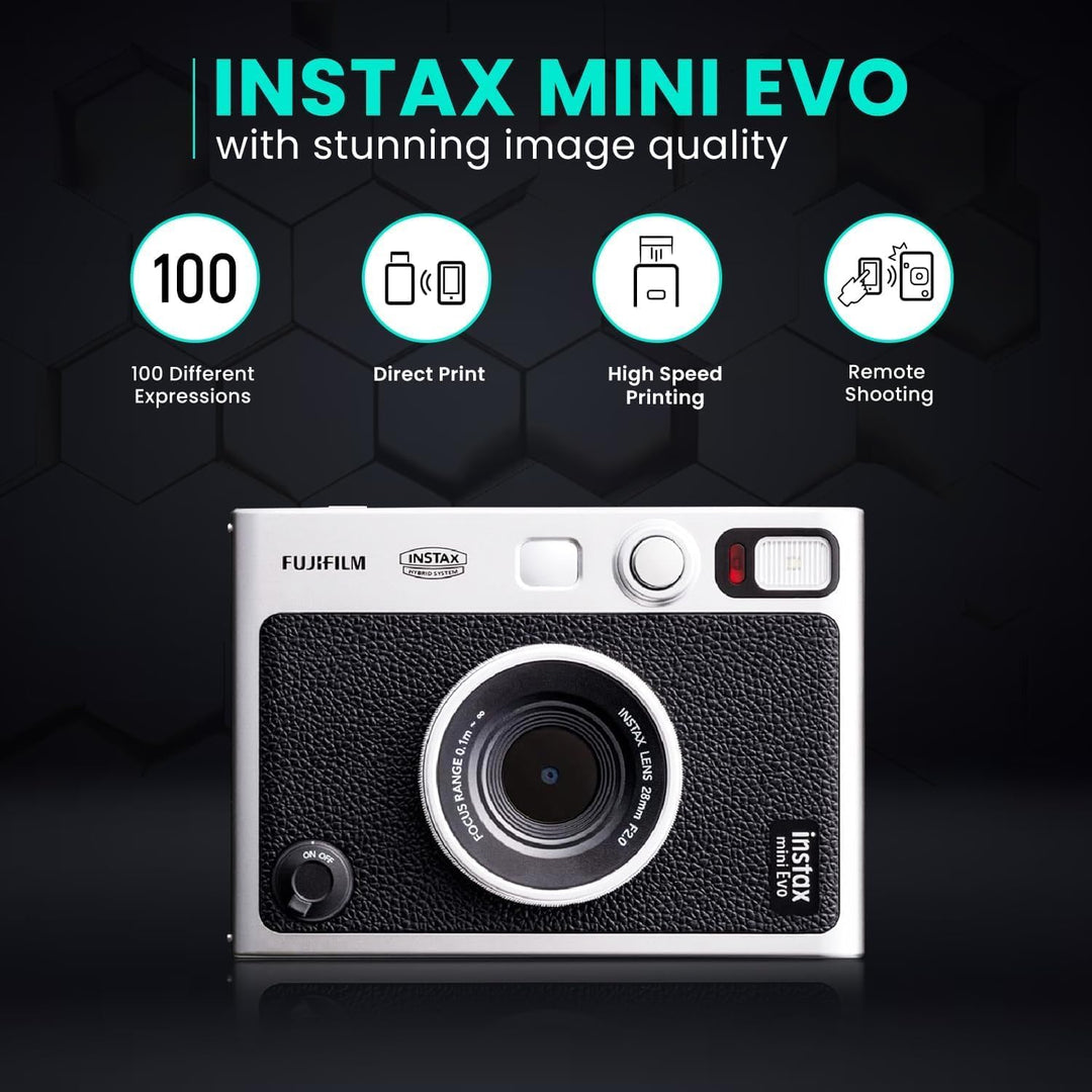 Fujifilm Paquete de cámara híbrida Instant Mini EVO con 20 hojas de...