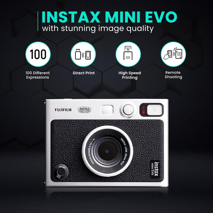Fujifilm Paquete de cámara híbrida Instant Mini EVO con 20 hojas de...