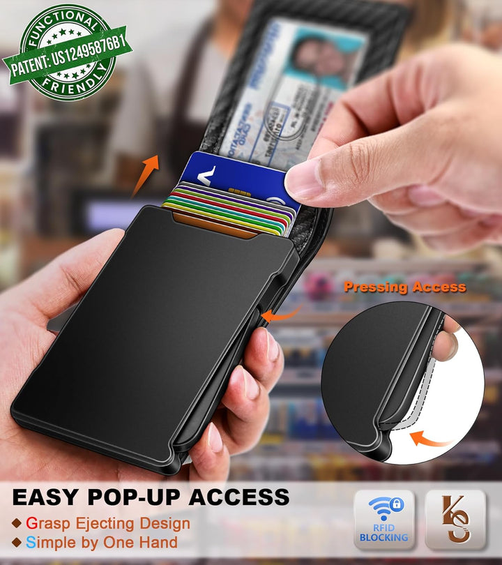 KEMISANT Billetera para hombre, delgada, con tapa magnética, acceso...