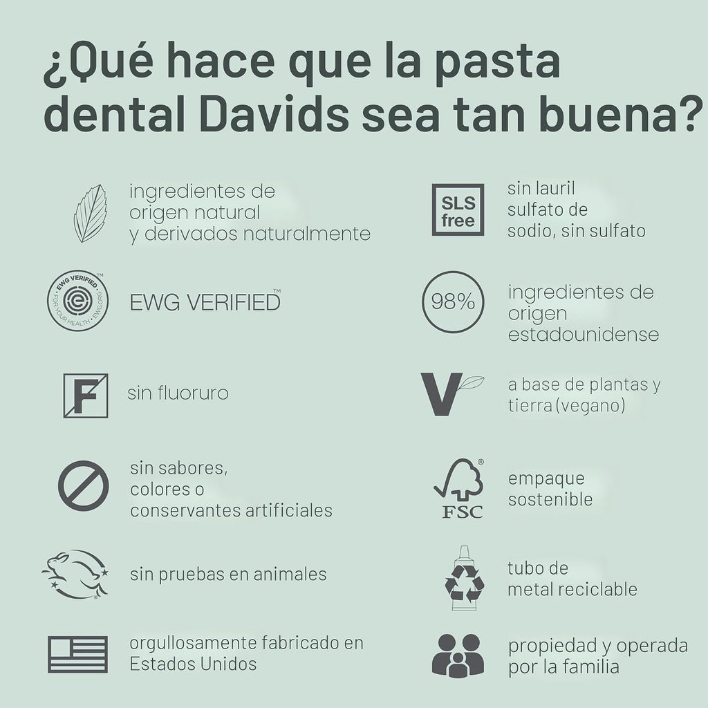 Davids Pasta de dientes sin flúor, blanqueamiento dental, Piperita, 5,25 oz (paquete de 3)