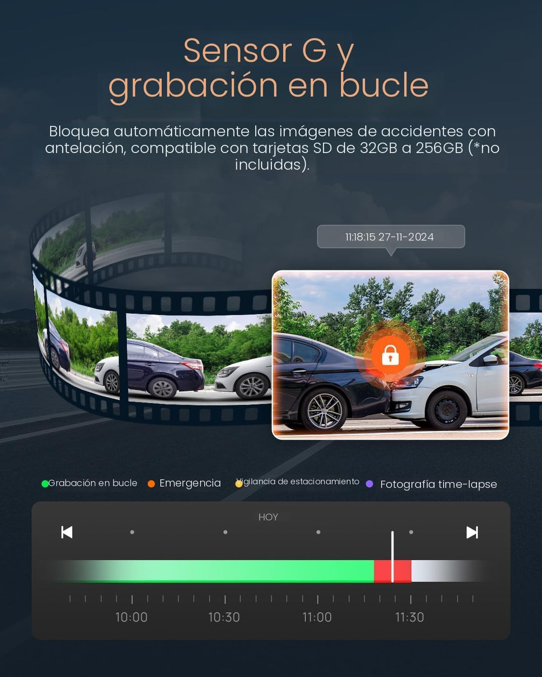 70mai Cámara de tablero A810 4K frontal y trasera cámara