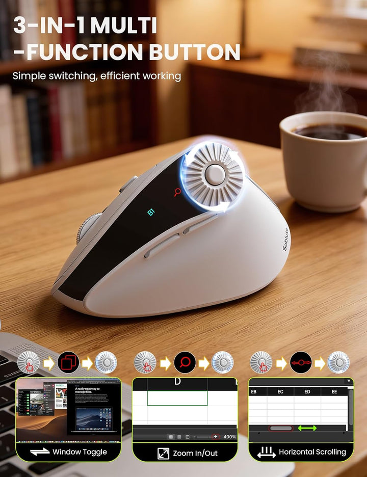 SABLUTE MAM51 Ratón ergonómico inalámbrico con rueda de desplazamie...