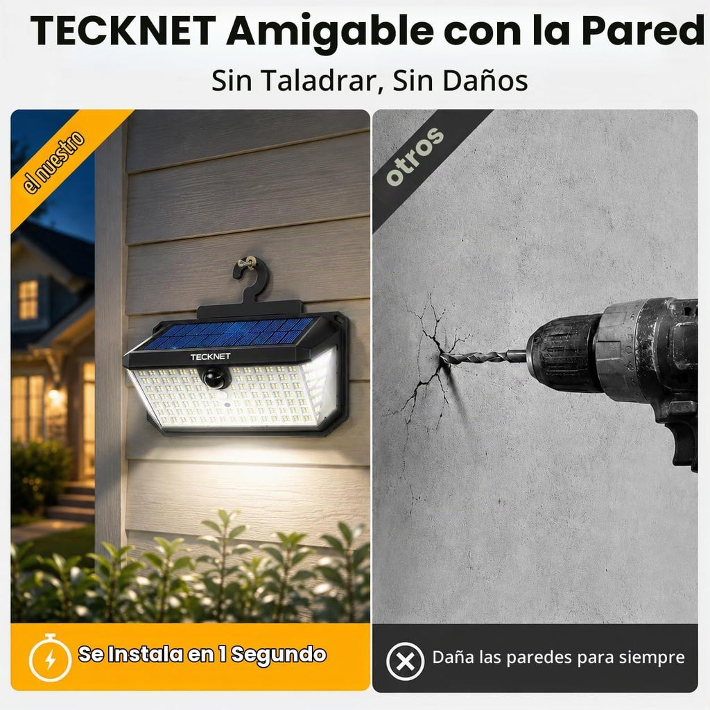 TECKNET 546 luces LED con sensor de movimiento para exteriores con gancho