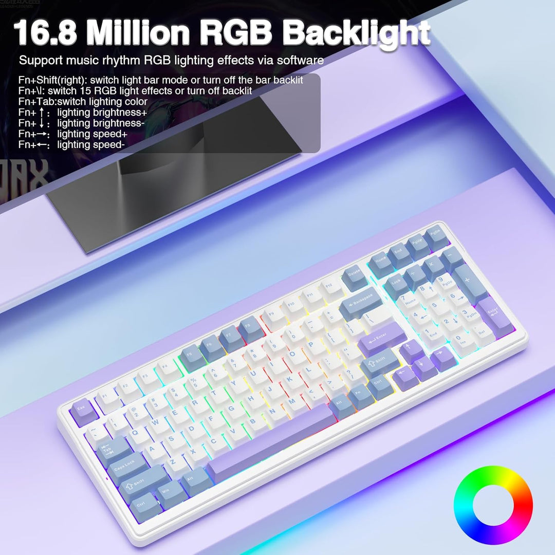 AULA Teclado mecánico inalámbrico F99, triple modo BT5.0\/2.4GHz\/U...