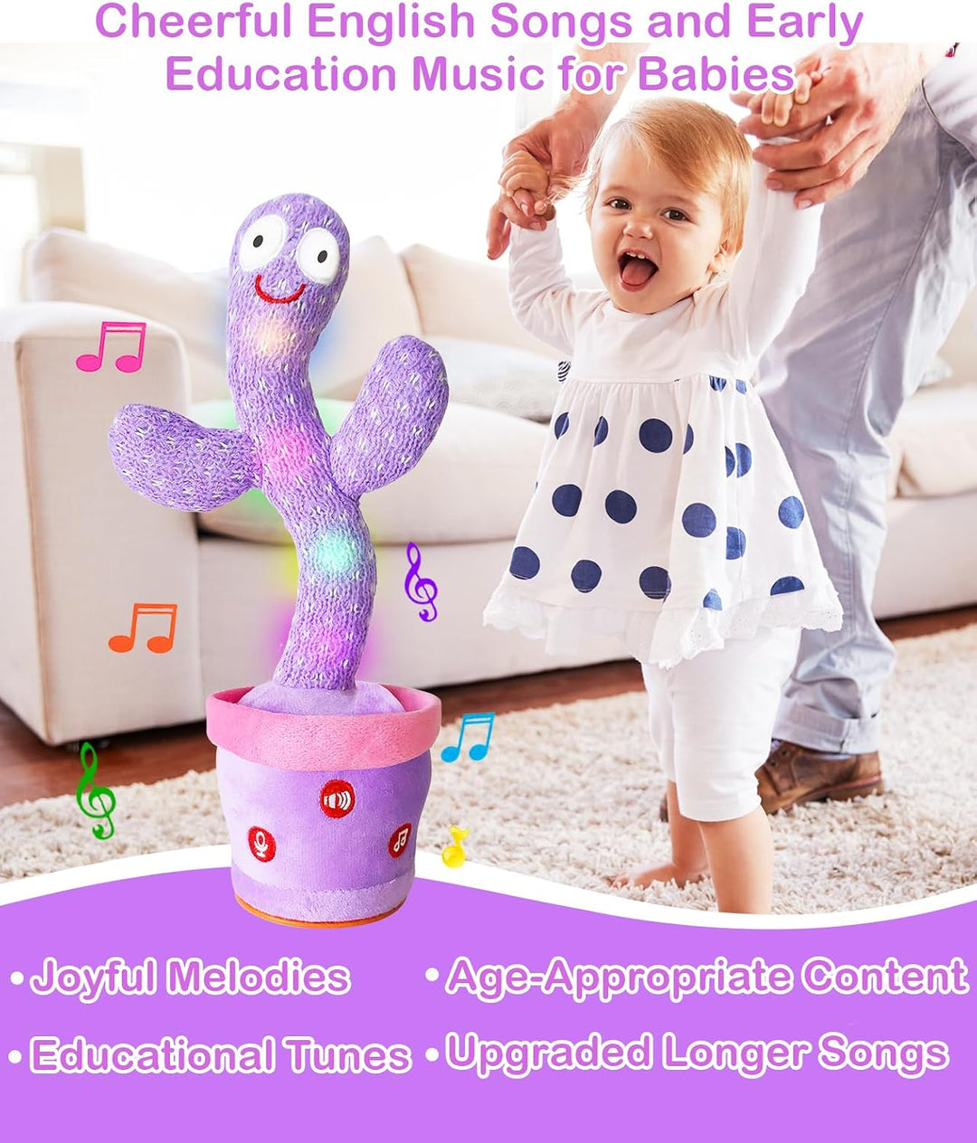 Vitosup Juguetes recargables para bebés, juguete de cactus que habl...