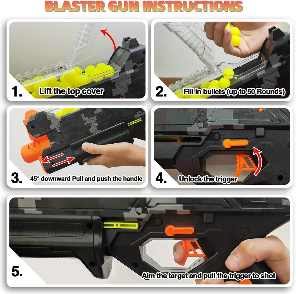 YTSWELE Pistola Blaster con gafas protectoras con pistón de resorte y 100 rondas para hasta 110 FPS compatible con dardos Nerf Hyper Rounds, fácil de recargar, soporta hasta 50 rondas (camuflaje)