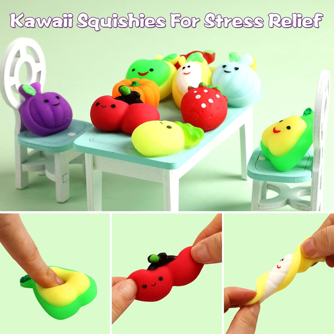 Juguetes blandos Mochi Squishy, 24 piezas de frutas blandas para fi...