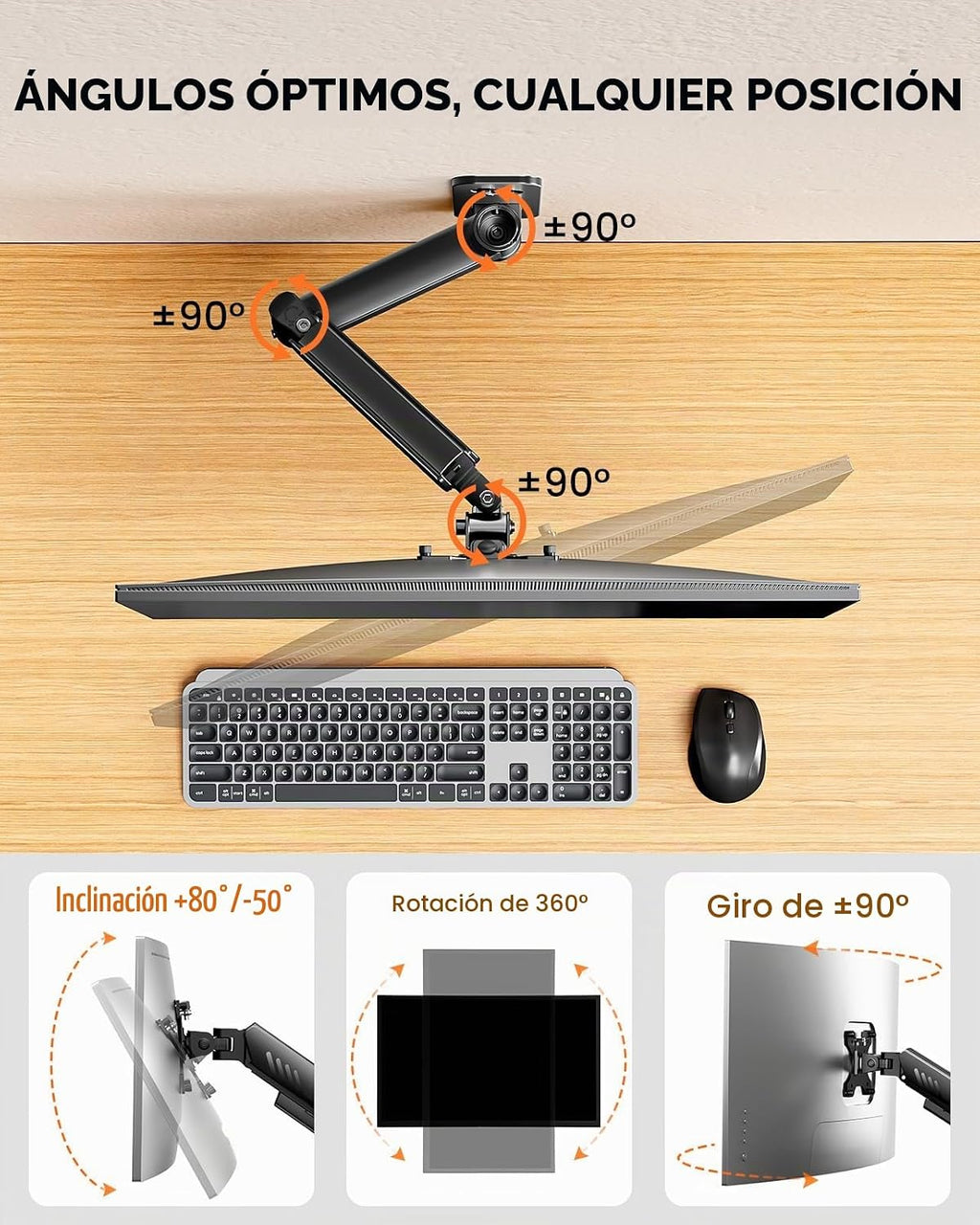 ErGear Soporte de pared para monitor, 13-34 pulgadas, 19.8 libras, brazo