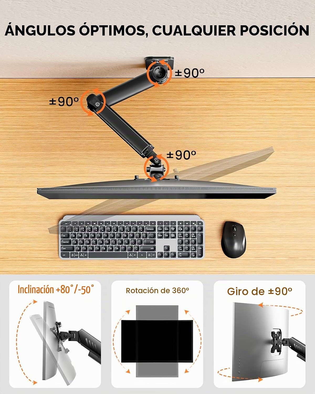 ErGear Soporte de pared para monitor, 13-34 pulgadas, 19.8 libras, brazo