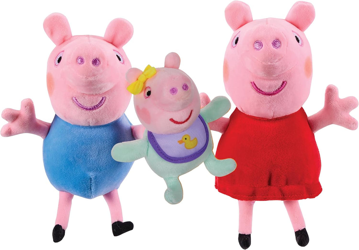 Peppa Pig Plush 3 Piece Set - Peppa, George & Baby Evie - Juguetes de peluche clásicos súper suaves 18 meses +