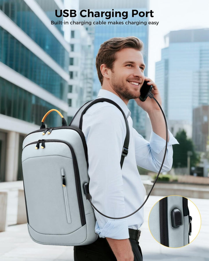 Lekespring Mochila delgada para laptop para hombre, Gris, 17,3 pulg.